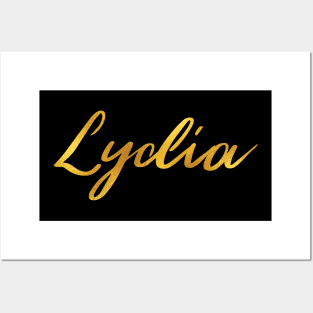 Lydia Name Hand Lettering in Faux Gold Letters Posters and Art